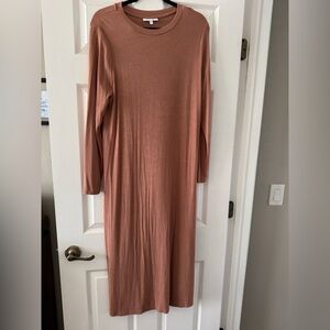 Maternity Motherhood Brown Ribbed Long Sleeve Sheath Dress